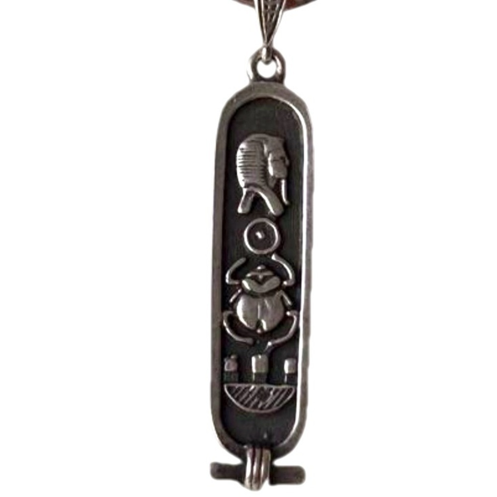 Sterling Silver Egyptian Hieroglyphics Cartouche Tag 2.2 in Length Pendant Only